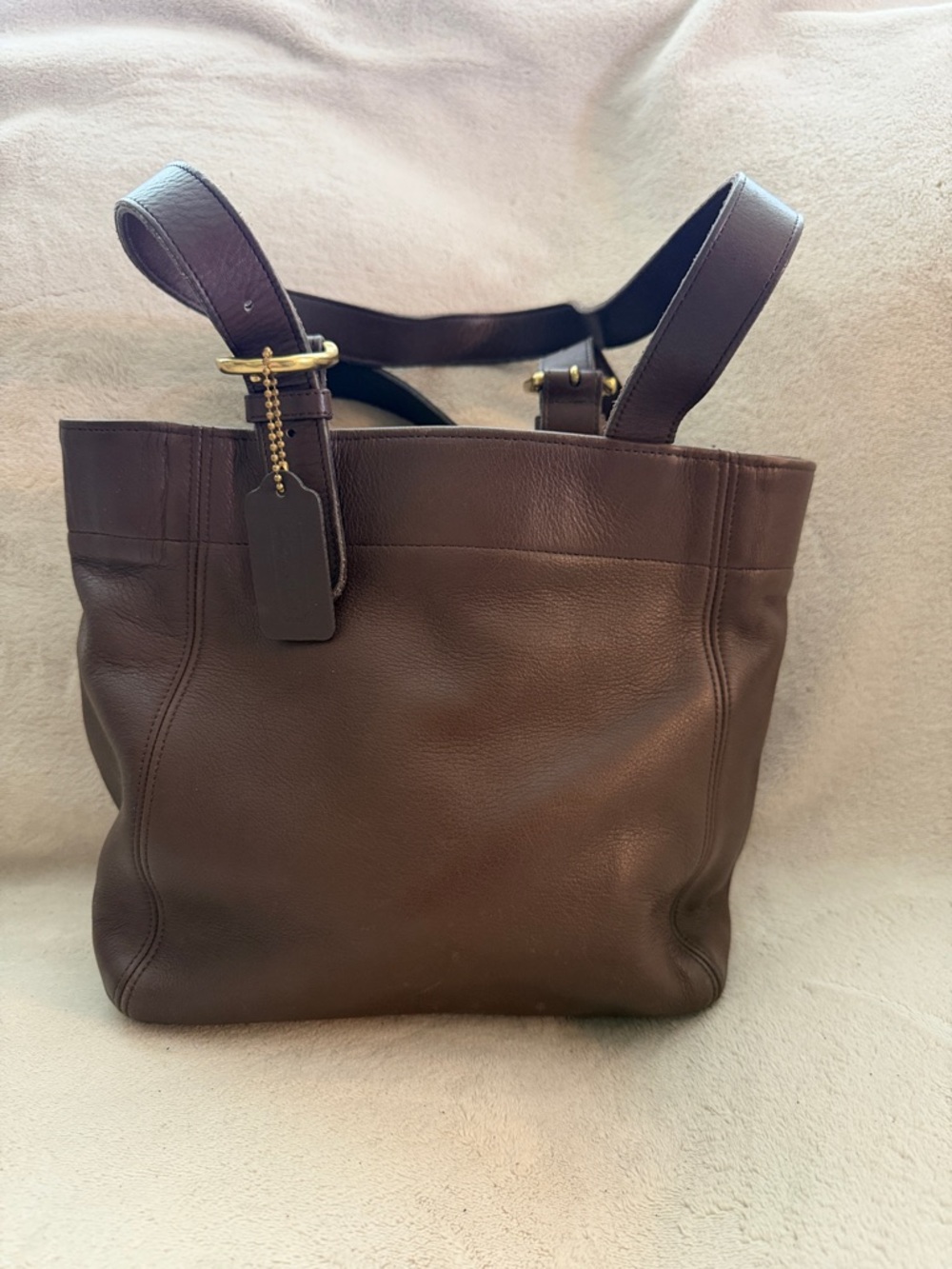 Coach Classic Leather Tote Bag in Dark Brown - Shoulder Bag